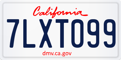 CA license plate 7LXT099