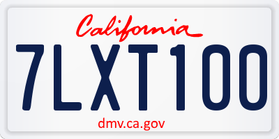 CA license plate 7LXT100
