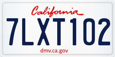 CA license plate 7LXT102