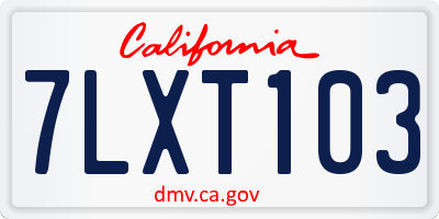CA license plate 7LXT103