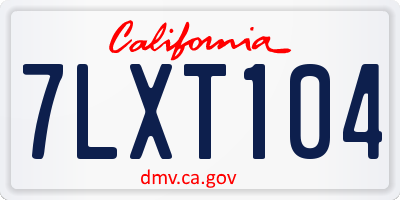 CA license plate 7LXT104