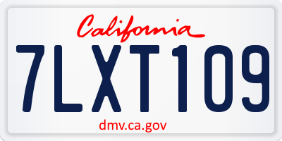 CA license plate 7LXT109