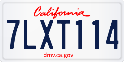 CA license plate 7LXT114