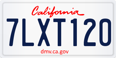 CA license plate 7LXT120