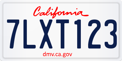 CA license plate 7LXT123