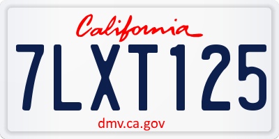 CA license plate 7LXT125