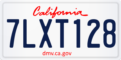 CA license plate 7LXT128