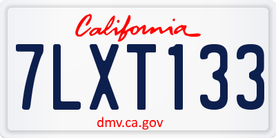 CA license plate 7LXT133