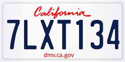CA license plate 7LXT134