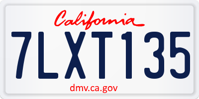 CA license plate 7LXT135