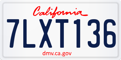CA license plate 7LXT136