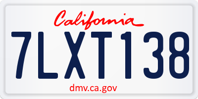 CA license plate 7LXT138