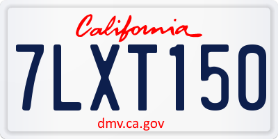 CA license plate 7LXT150