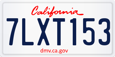 CA license plate 7LXT153