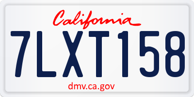 CA license plate 7LXT158