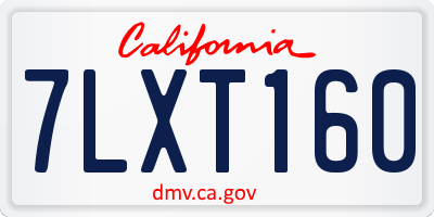 CA license plate 7LXT160