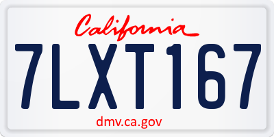 CA license plate 7LXT167