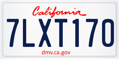 CA license plate 7LXT170