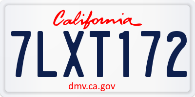 CA license plate 7LXT172