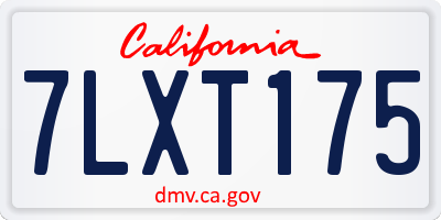 CA license plate 7LXT175
