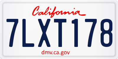CA license plate 7LXT178