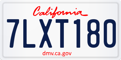 CA license plate 7LXT180