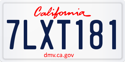 CA license plate 7LXT181