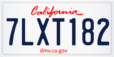 CA license plate 7LXT182