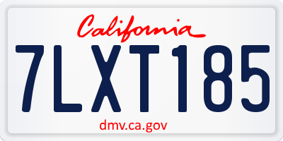 CA license plate 7LXT185