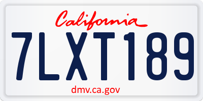 CA license plate 7LXT189