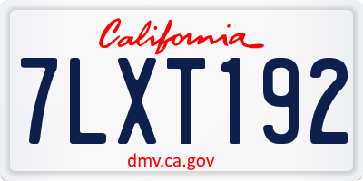 CA license plate 7LXT192