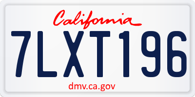 CA license plate 7LXT196
