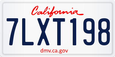 CA license plate 7LXT198