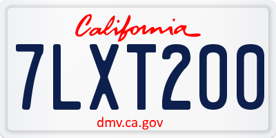 CA license plate 7LXT200
