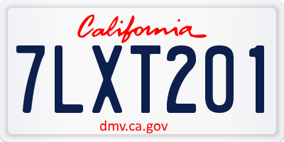CA license plate 7LXT201