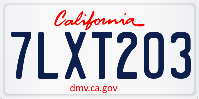 CA license plate 7LXT203
