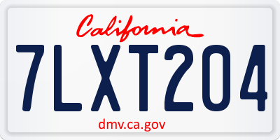 CA license plate 7LXT204