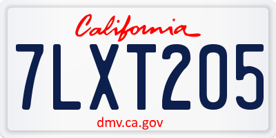 CA license plate 7LXT205