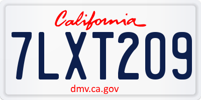 CA license plate 7LXT209