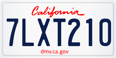 CA license plate 7LXT210