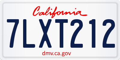 CA license plate 7LXT212