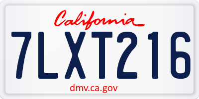 CA license plate 7LXT216