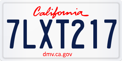 CA license plate 7LXT217