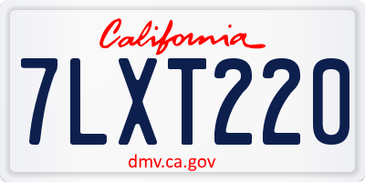 CA license plate 7LXT220