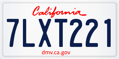 CA license plate 7LXT221