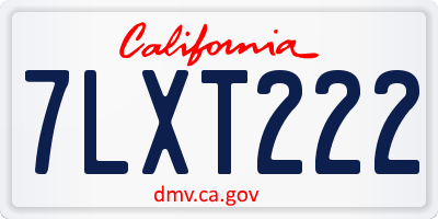 CA license plate 7LXT222