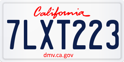 CA license plate 7LXT223