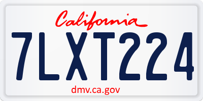 CA license plate 7LXT224