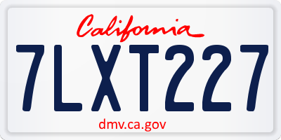 CA license plate 7LXT227