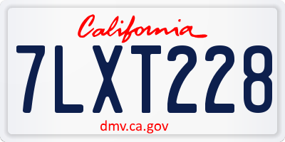 CA license plate 7LXT228